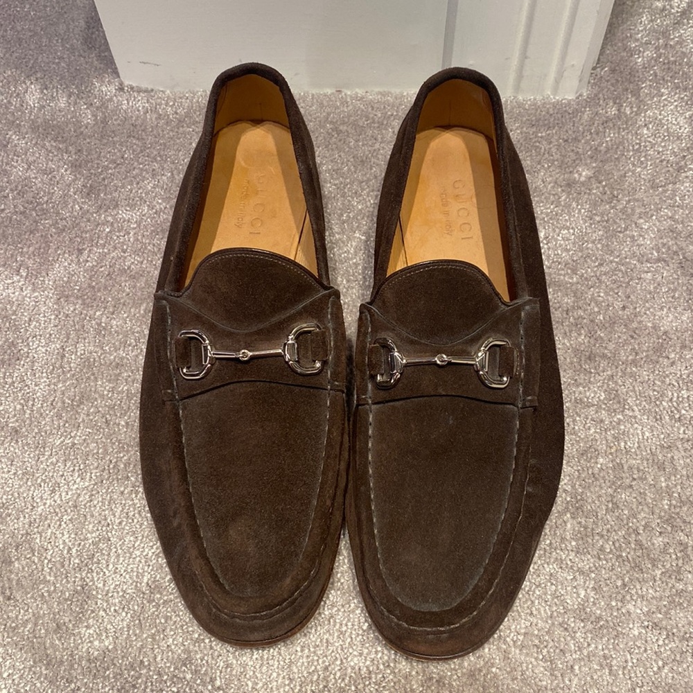 GUCCI HORSEBIT BROWN SUEDE LOAFERS